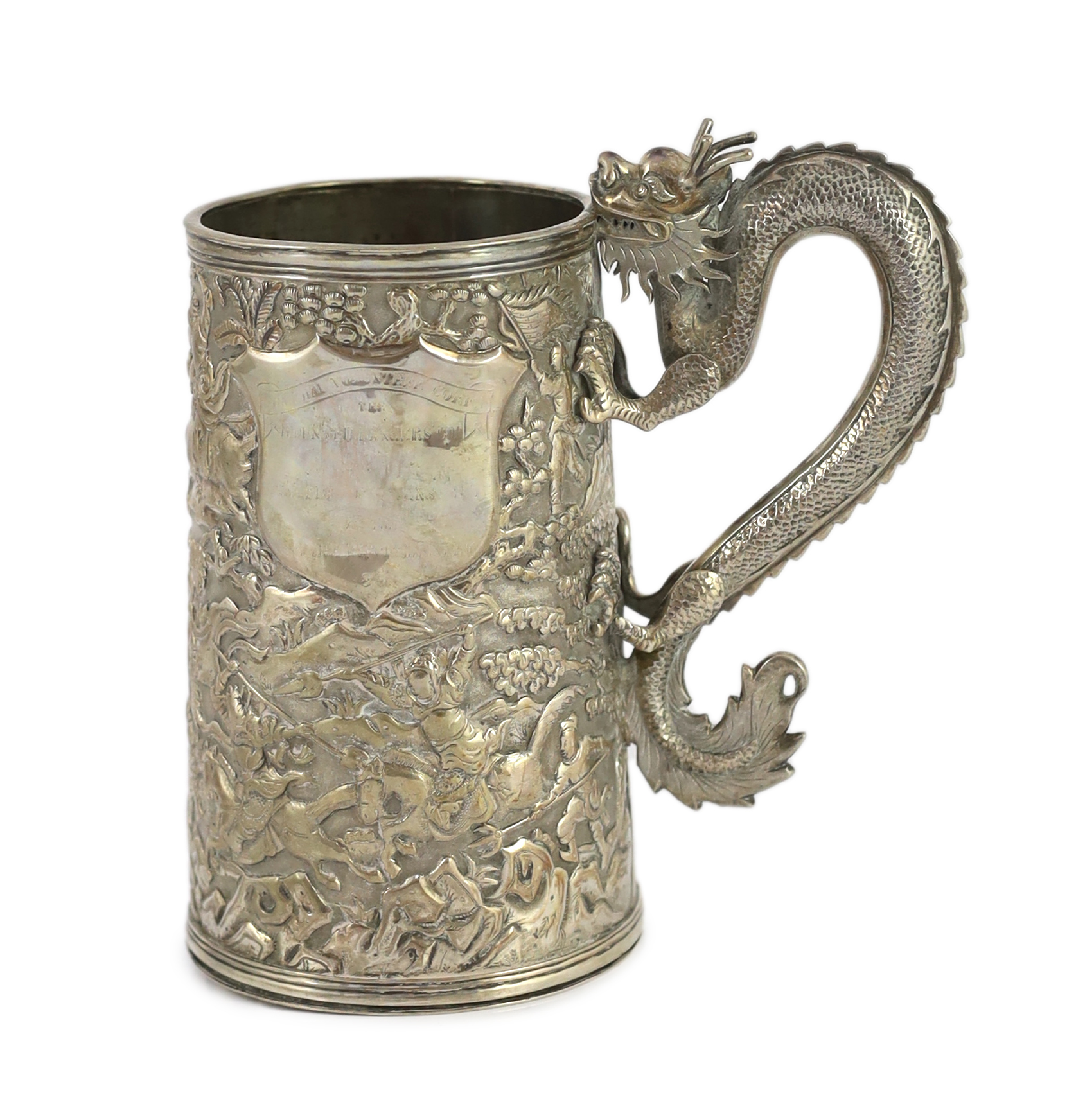 A 19th century Chinese silver mug, makers mark LC?